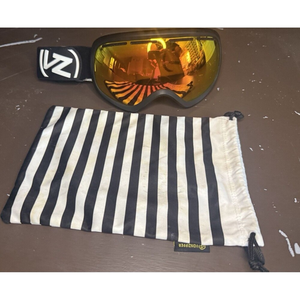 VonZipper VZ Skylab Snow Goggle Gloss Black Frame w/ Clear Chrome Orange